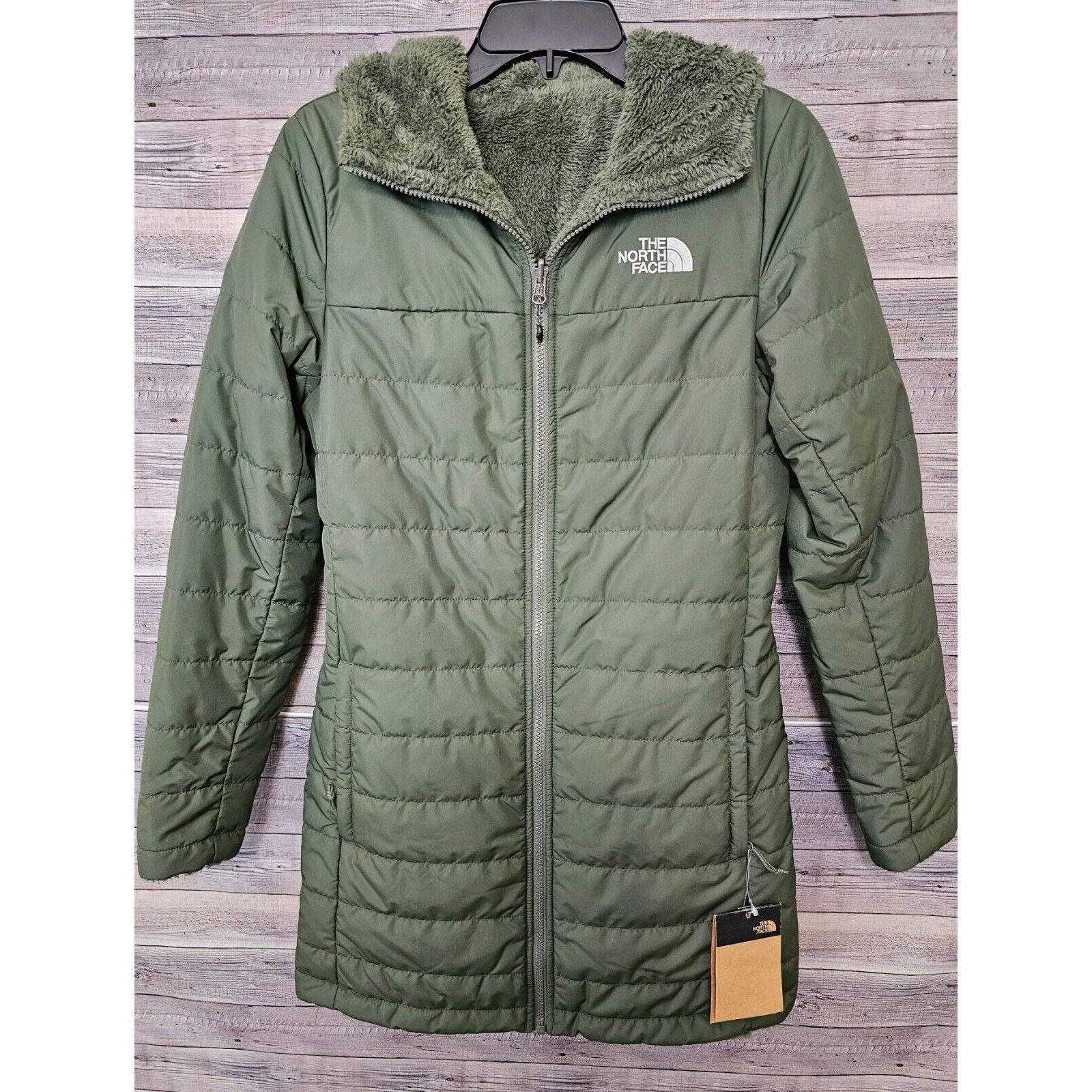 North Face Women's Mossbud Insulated Reversible Midweight Parka Green Nwt Xs